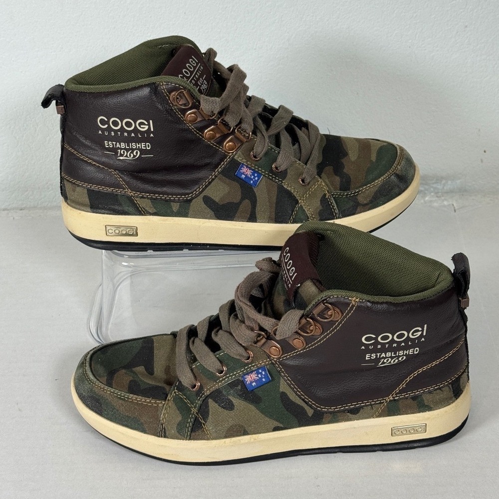 Coogi Australia Camouflage High Top Sneakers Shoes Men's Size 7.5 US Streetwear